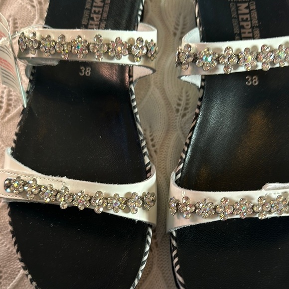 Mephisto Black and White Sandals with Textured Straps - Picture 3 of 7